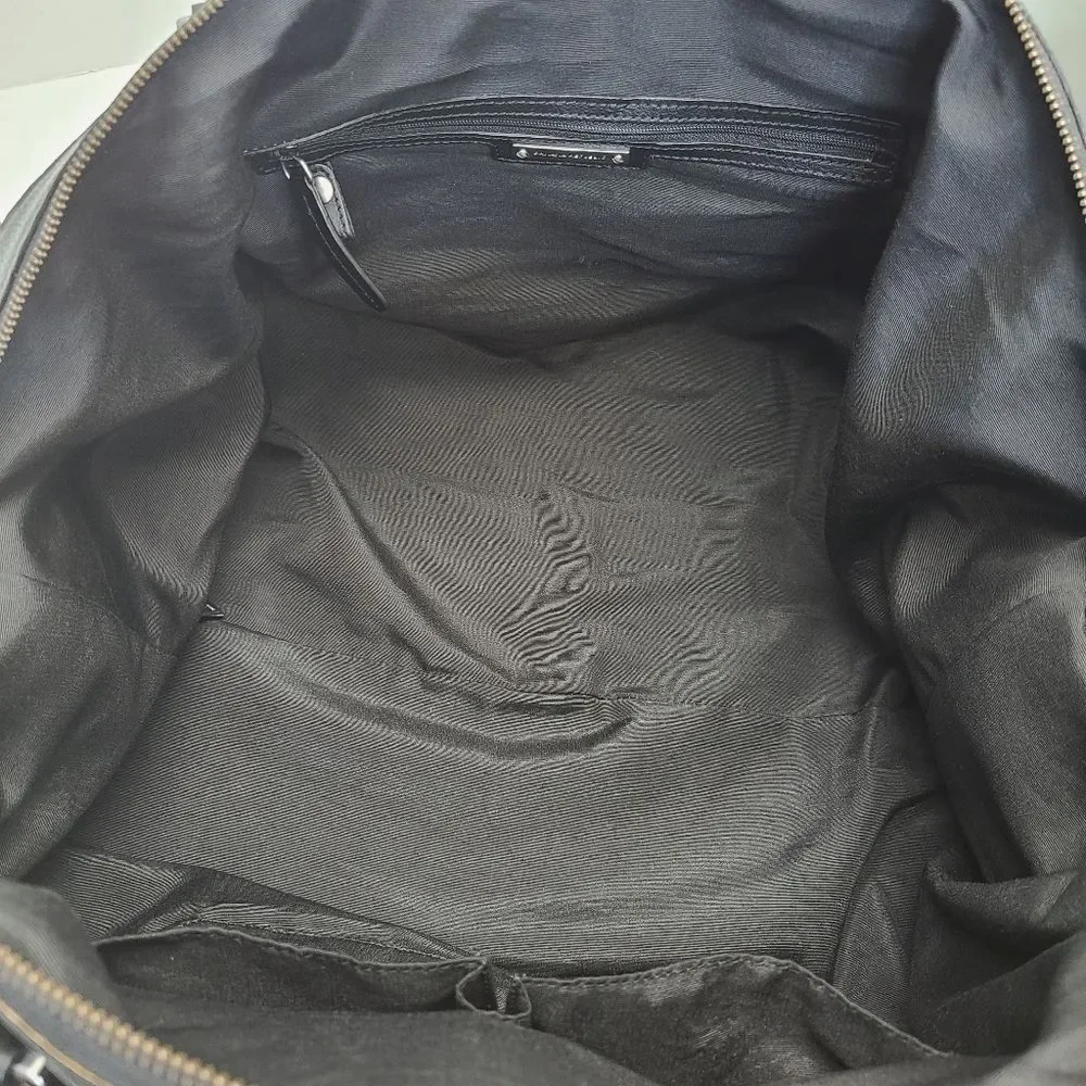 Banana Republic Large Black Canvas Leather Trim Duffle Weekender Travel Bag